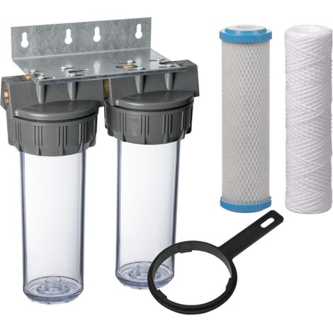 Dualofiltre Anti-goût Apic : Filtre anti-impuretés et anti-goût, équerre + clé (1/4)