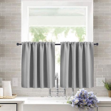 Cortina,2 piezas,Cortinas para ventanas pequeñas,Cortinas para ventanas pequeñas,habitación infantil,7660cm,Gris (1/5)