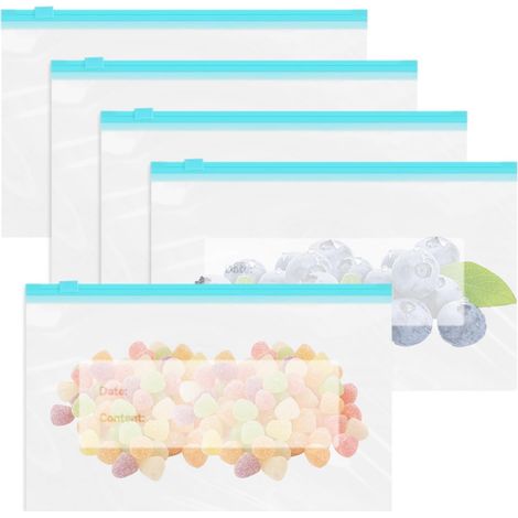 60 Pieces Reusable Zip Bags, 23 x 14 x 4 cm (1/5)