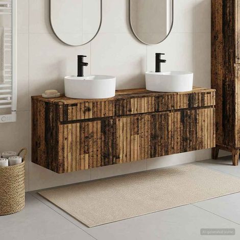 vidaXL Bathroom Cabinet Set 3 pcs Old Wood 49 x 44.5 x 65 cm (1/5)