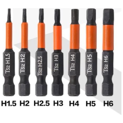 7-teiliges Set 50-mm-Inbus-Schraubendreherbits mit Sechskantschaft aus S2-Stahl, 1/4-Zoll-Schaft, magnetische Schraubendreherbits (1/5)