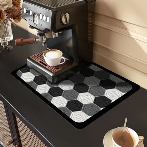 Tapis Egouttoir Vaisselle, 40×30 cm Tapis de Drainage de Cuisine Super Absorbant, Tapis égouttoir Vaisselle Absorbant Tapis Machine a Cafe pour Vaisselle Bar Machine à Café (Texture alvéolaire) (1/4)
