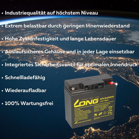 Kung Long WPL18-12NSHR 12V 18Ah AGM Bleiakku M5 Hochstrom (1/5)