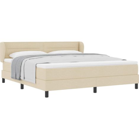 Maison Exclusive - Lit Ă ressorts avec matelas CrĂšme 180 x 200 cm tissu (1/5)
