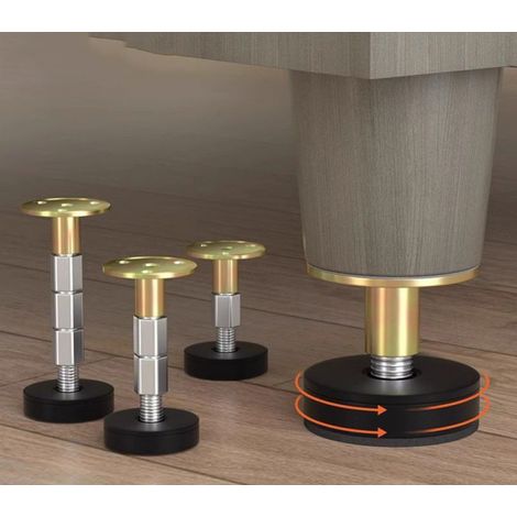 Ensemble de 4 rehausseurs de meubles : pieds réglables pour table, lit, canapé et table basse, hauteur réglable de 64 à 87 mm. (1/5)