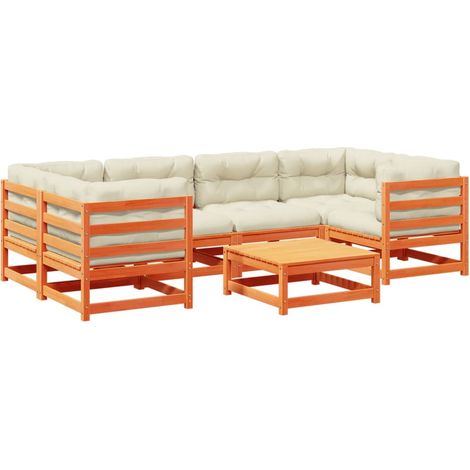 Maison Exclusive - Set de sofás jardín 7 pzas con cojines madera (1/5)