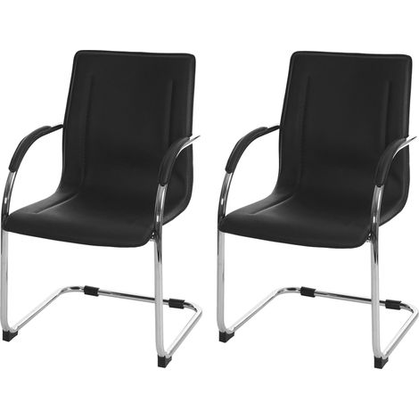 2x Chaise de salle à manger Samara, chaise cantilever, chaise de cuisine avec dossier, PVC acier - noir (1/5)