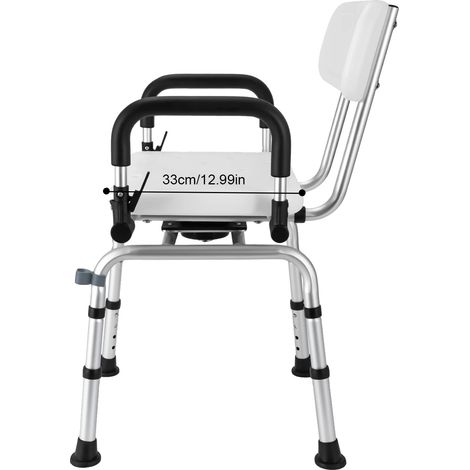 Silla de ducha giratoria 360°, altura ajustable, color plata. (1/2)