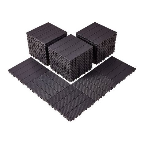Azulejos Entrelazados para Terraza, de Plástico, Resistentes al Agua, para Uso en Todo Tipo de Climas, para Terrazas, Porches, Piscinas, Balcones, Patios, Marrón Oscuro, 300 x 300 x 20 mm 54 uds (1/5)