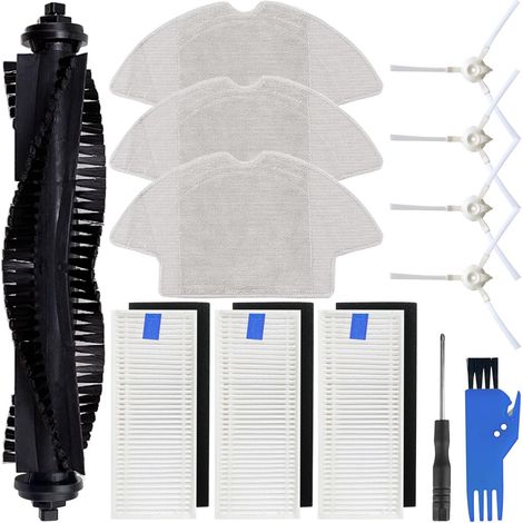 Pièces détachées pour 360 S6 Robot Aspirateur Caoutchouc 1 Brosse Principale 4 Brosse Latérale 3 Filtre Hepa 3 Tampon d'Essuyage Brosse à Rouleau Brosse de Bordure Kit d'Accessoires Mop Cloth (1/5)