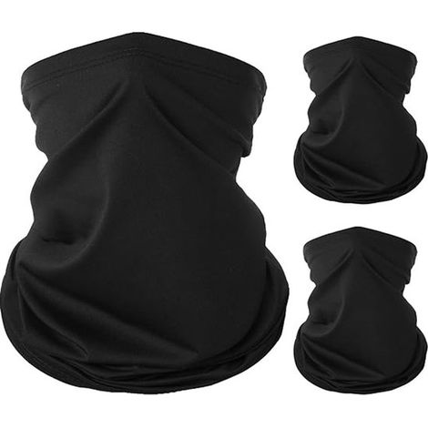 Maschera sportiva elastica nera in 3 pezzi，in seta di ghiaccio，ad asciugatura rapida，protezione per il collo，unisex. Ideale per moto (1/5)