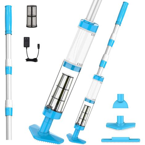 3 en 1 Aspirateur de Spa sans Fil, Aspirateur de Piscine à Batterie Rechargeable, Nettoyeur Électrique Manuel pour Petite Piscine, Jacuzzi, Spa, Blanc (1/5)