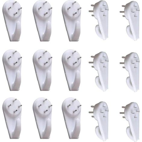 Set di 20 robusti ganci da parete bianchi in cemento armato e gesso, per quadri, senza binario, profondità 5 cm. - AquaForge (1/4)