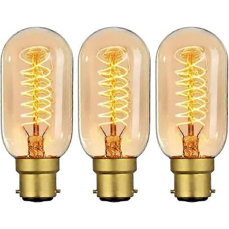 40-W-B22-Vintage-Edison-Glühbirnen, dimmbar mit Bajonettfassung, B22-BC-Glühfaden, warmweiß, T45-Antik-Retro-Glühbirne 230 V (3er-Pack) (1/5)
