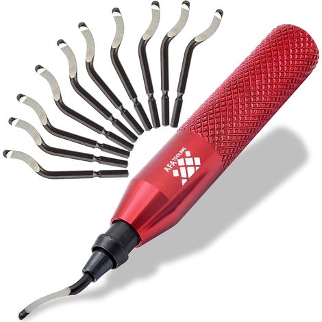 Kit d'ébavurage manuel - 11 lames HSS - Acier et aluminium - Lissage précis bords - Tuyauterie et impression 3D - Poignée ergonomique (1/5)
