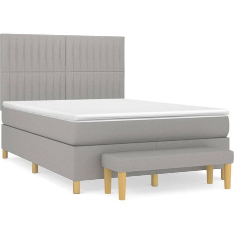 Maison Exclusive - Boxspringbett mit Matratze Hellgrau 140x200 cm