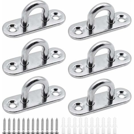 6 Pièces Plaques À Œillets En Acier Inoxydable 5 Mm Pour Fixation Murale, Chaises Suspendues, Auvents Et Accessoires Bateau (1/4)