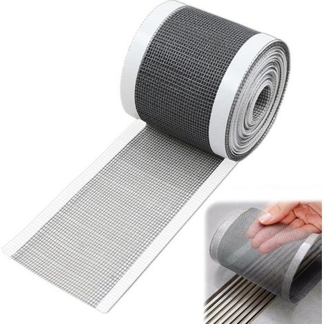 Autocollant pour bonde de lavabo - Crépine - Filtre anti-obstruction - Autocollant en maille auto-adhésive - Noir - Polyester - 7 x 1000 cm (1/5)