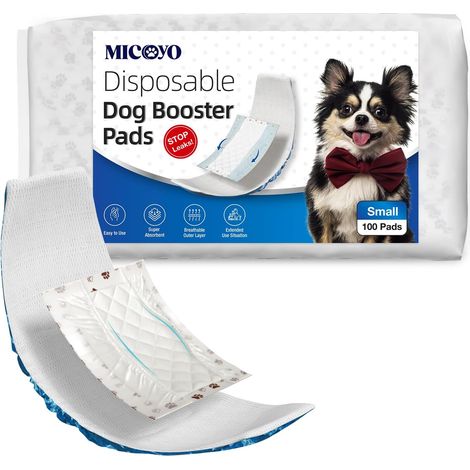 Housses de couches jetables pour chiens, pour chiens mâles et femelles, super absorbantes pour chiens menstruels pour couches (double face anti-fuite) (S-100) (1/5)