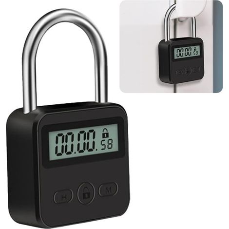 Digitales Schloss mit LCD Anzeige, USB Sicherheitsschloss, robustem Metallgehäuse, elektronischer Zeitschaltuhr (max. 99 Stunden), Sperrfunktion (1/4)