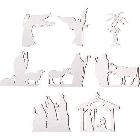 24pcs Ornements Arbre De Noel En Bois, Scene De Crèche, Décoration Artisanale Cadeau Famille Amis -KZQ (1/2)