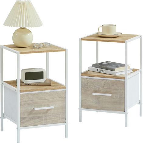 CASABEL 2 tables de chevet avec tiroir en tissu renforcé effet