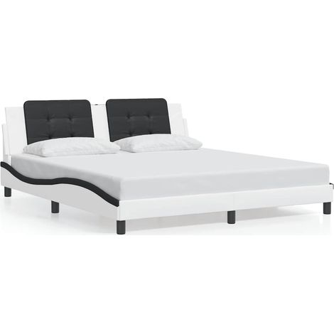 Maison Exclusive - Giroletto senza Materasso Zadar Bianco e Nero 180x200 cm in Similpelle