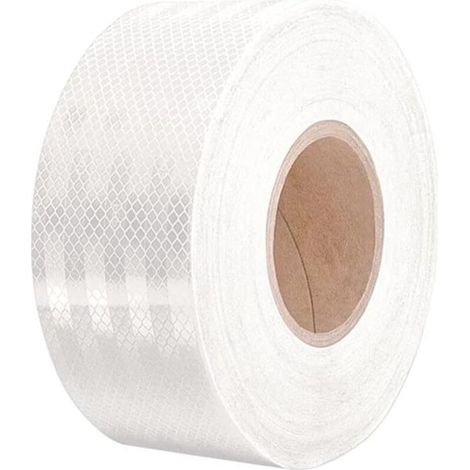 White reflective adhesive tape — 10 m × 5 cm, high-visibility warning tape for road and construction site safety