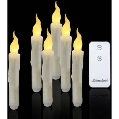 Flameless flickering candles, 1 remote control, 17CM ivory, battery-operated LED window candles, timer, set of 6 flameless plastic candles with wax effect (2cm diameter)