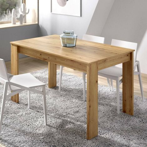 Dmora - Mesa fija Dbagatt, Mesa de comedor multiusos, Mesa rectangular para la cocina o el comedor, 139x81h77 cm, Roble Nodi (1/4)