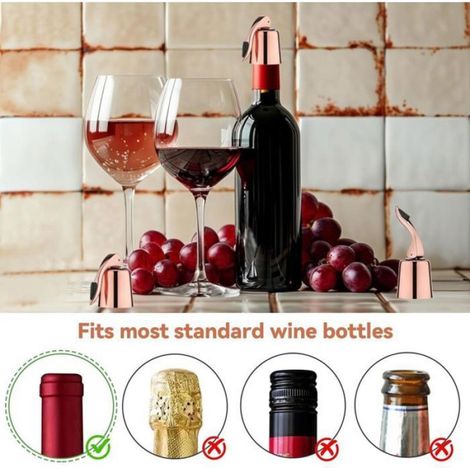 Bouchon Vin - Acier Inoxydable Alimentaire - Étanchéité Silicone - Pour Bouteilles 750 ml - Lot de 3 (1/5)