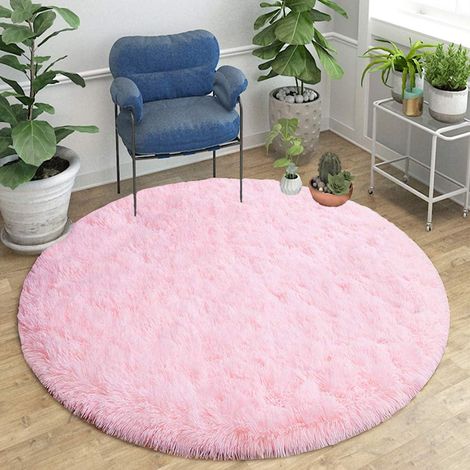 Superweicher Teppich, runder Teppich für Wohnzimmer, flauschiger Shag-Teppich für Schlafzimmer, Kinderzimmer, Kinderzimmer und Heimdekoration (Rosa, 60 x 60 cm) (1/5)