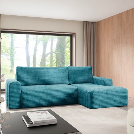 3-Sitzer-Ecksofa mit Schlaffunktion und Stauraum Romeo Blau (1/5)