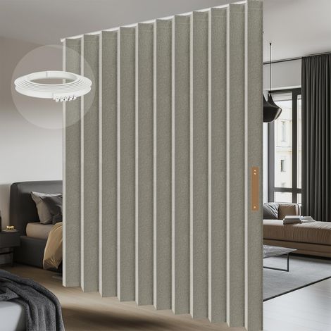 Rideau séparateur de pièce, montage au plafond, brise-vue flexible, convient pour chambre à coucher et salon, gris, H 243 x l 254 cm (1 pièce) (1/5)