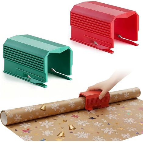 Coupe-papier D'emballage Cadeau, 2 Pi猫ces-Massicot Rouleau de Papier de No毛l, Utilis茅 pour le Papier Cadeau, No毛l, etc (1/4)