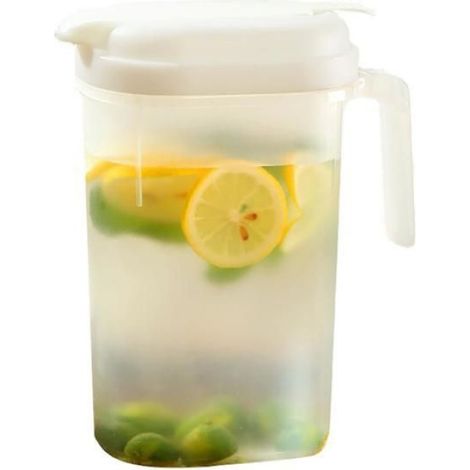 Pichet en plastique de 2,4 litres avec couvercle, carafe écologique pour boissons mélangées, pichet pour eau chaude/froide (1/2)