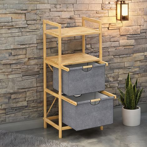 Rangement salle de bain 96 x 34 x 44 cm colonne bambou et 2 (1/5)