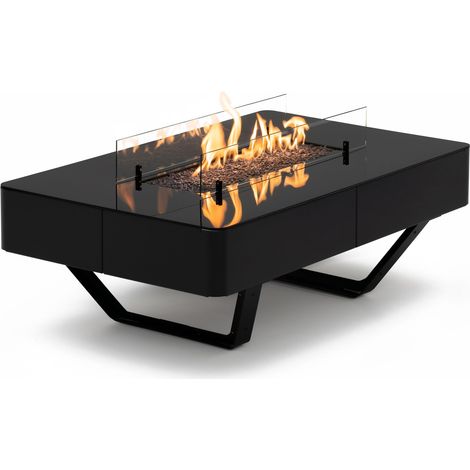 Planika Rio Table - mesa de café con línea de fuego a GLP negra portátil para jardín y patio