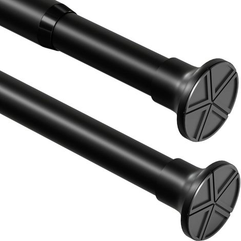 Tringle de douche extensible sans perçage à tension pour vêtements - Tringle télescopique pour rideau de douche, cuisine, placard - Noir, 185-360 cm (1/5)