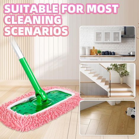 SnelShoppen - 4 panni per la pulizia riutilizzabili compatibili con il mocio Swiffer Lavabili Multifunzionali Utilizzabili sia a secco che a umido Materiale ciniglia (1/5)