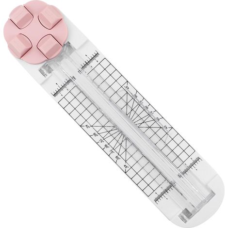 4 en 1 Massicot Scrapbooking, Multifonctionnel Coupe Papier avec des Coupe-Lignes Droites, Pointillées, Ondulées et à Plis, Adapté aux Albums de Scrapbooking, Photos, Cartes, DIY (Rose) (1/5)