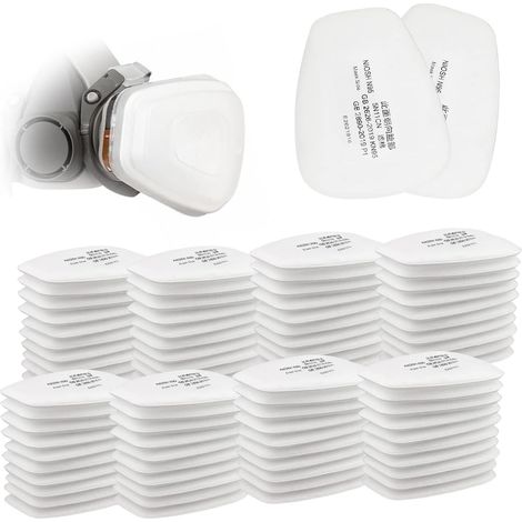 Lot x80 Filtre Couverture de Visage Filtre à Particules Protection, 5N11 Rechange Filtres, Cartridge pour 6000/6200/7502/6800/7501/FF402 (10,5 x 8,5 x 0,5 cm) (1/5)