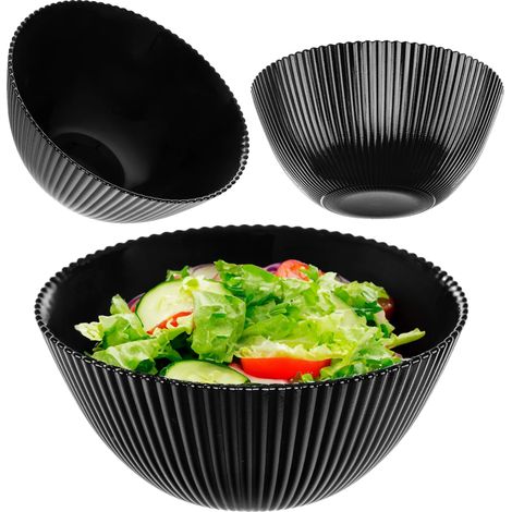 Bol para ensalada, de cristal, 15,2 cm de diámetro, apto para diversos platos, elegante acabado en negro, certificado CE/UE. (1/5)