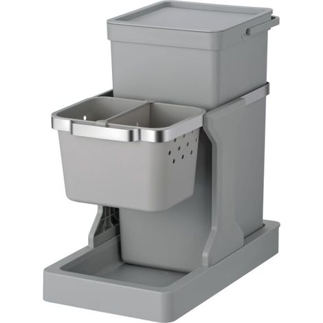 EKO - Deco Poubelle Encastrable 20+4 litress - Plastic Stainless steel - gris (1/3)