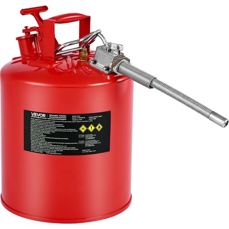 VEVOR Tanica di Sicurezza per Benzina, Tanica di Sicurezza Rossa da 19 L di Tipo II per Benzina con Parafiamma in Acciaio Inossidabile, Coperchio a Chiusura Automatica e Beccuccio in Metallo