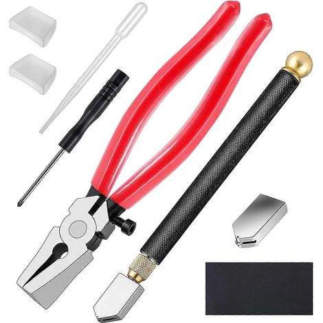 Kits de coupe-verre, accessoires pour le travail du vitrail avec pinces à verre robustes et coupe-verre crayon - JBMEDIA (1/4)