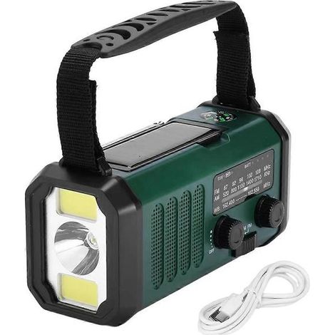 Lampe torche LED de secours avec batterie externe, lampe de lecture, chargeur radio solaire 10 000 mAh, radio d'urgence solaire USB-C avec boussole (1/5)