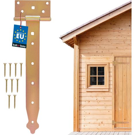 KOTARBAU® Charnière Porte Lourde - en T - Acier Galvanisé - 300 mm - Doré - Gond Portail - Charnière Portail - Penture pour Porte Bois
