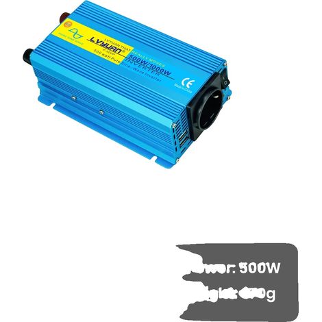 Inversor de onda sinusoidal pura Lvyuan, 1000 W de potencia continua, 2000 W de potencia máxima, 12 V 1000 W UE (1/2)