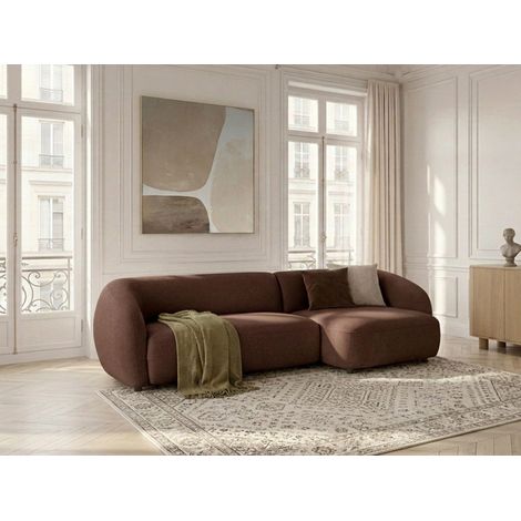 BOBOCHIC - Canapé d'angle convertible avance-recule électrique HALO tissu lisse Angle droit Marron (1/5)